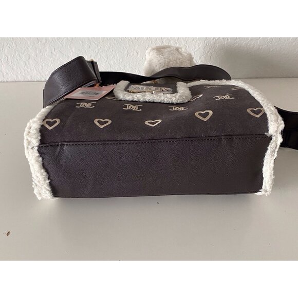 Juicy Couture Chocolate Pecan Sherpa Crossbody Snuggle Satchel Bag W/Charm NEW - Picture 11 of 15